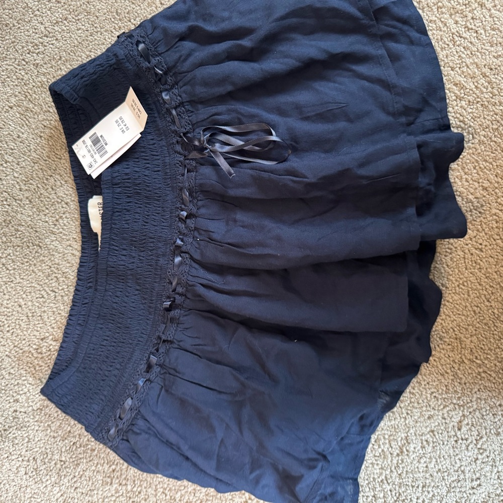 Hollister Dark Blue Skirt with Ribbon Trim